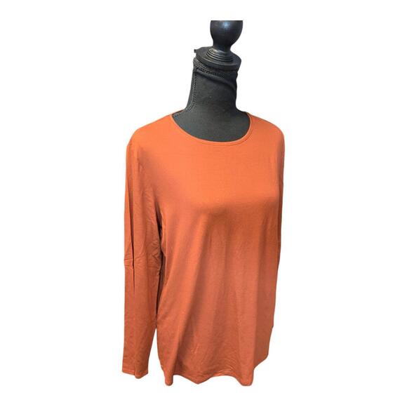Chico's Women's Copper Pearl Scoop Neck Basic Knit Top LS Size 2 NWT $39 - Picture 2 of 7